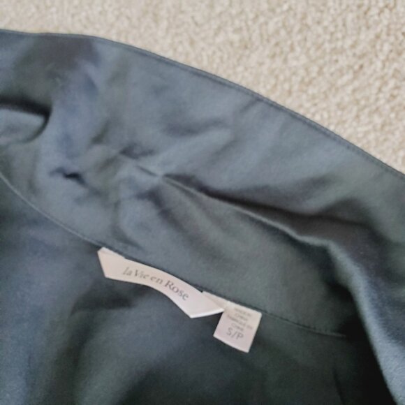 La Vie En Rose Glam Retro Old Hollywood Satin Feather Whimsigoth Pajama Shirt S - Picture 5 of 8